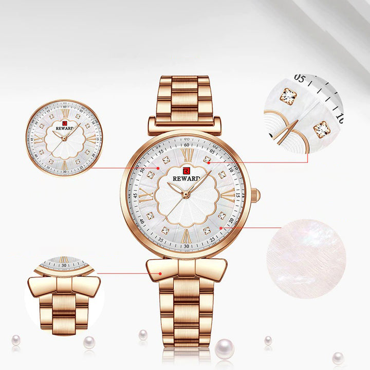 Chic Flower Dial with Rhinestone Inlay Ultra-thin Luminous Quartz Watches