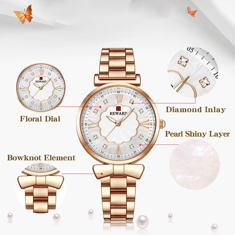Graceful Classic Bowknot Style with Rhinestone Inlay Ultra-thin Quartz Watches