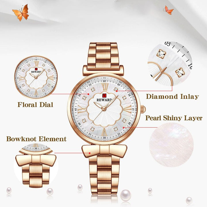 Graceful Classic Bowknot Style with Rhinestone Inlay Ultra-thin Quartz Watches