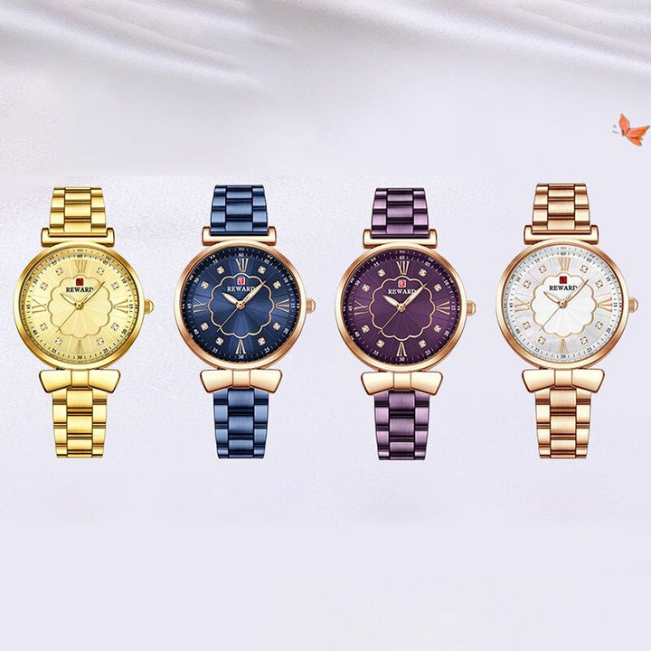 Graceful Classic Bowknot Style with Rhinestone Inlay Ultra-thin Quartz Watches