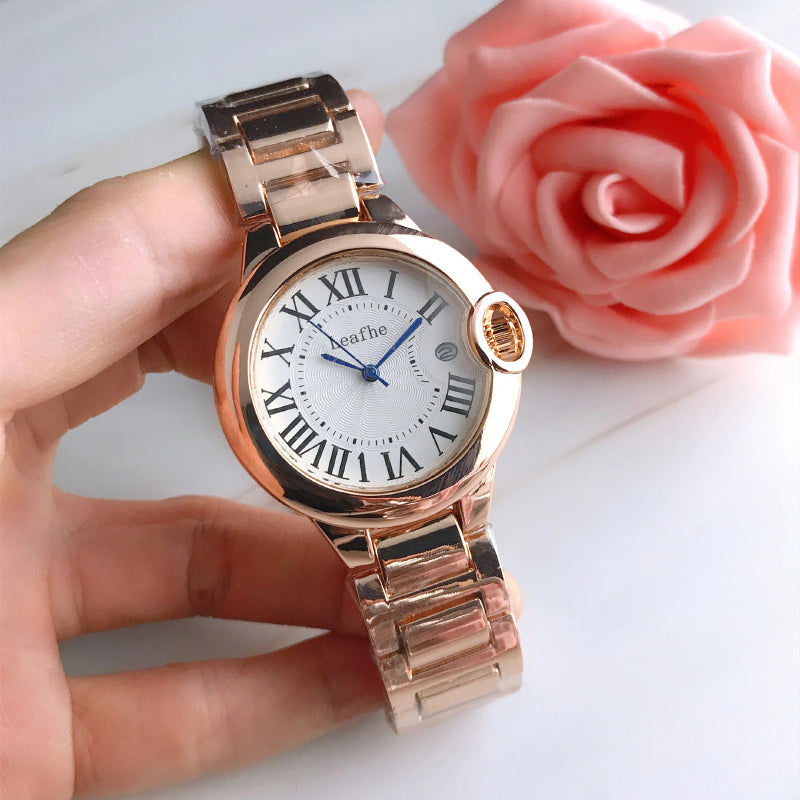 High-end Classic Fashion Stainless Steel Roman Numeral Dial Quartz Watches