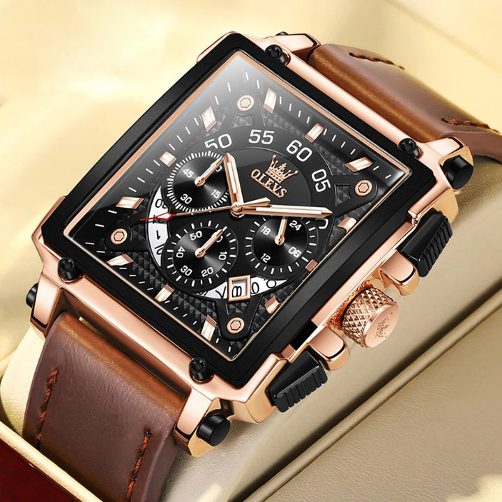 Luminous Square Case Vegan Leather Strap Quartz Watches