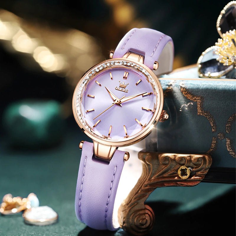 Thin and Light Luminous Dial with Multi-color Vegan Leather Strap Quartz Watches