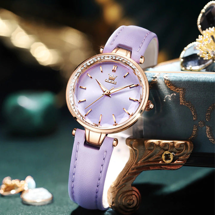 Thin and Light Luminous Dial with Multi-color Vegan Leather Strap Quartz Watches