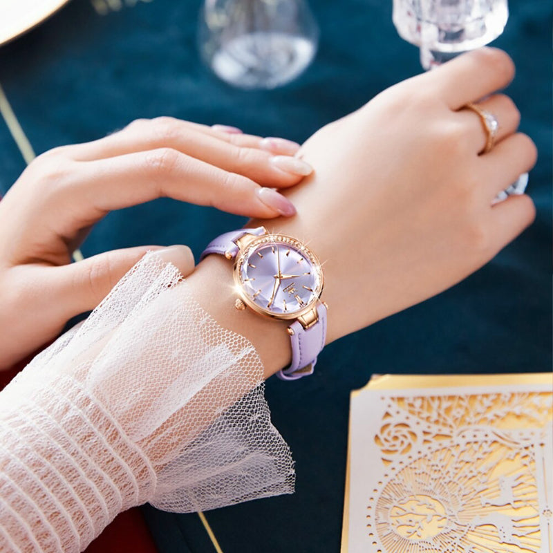 Thin and Light Luminous Dial with Multi-color Vegan Leather Strap Quartz Watches