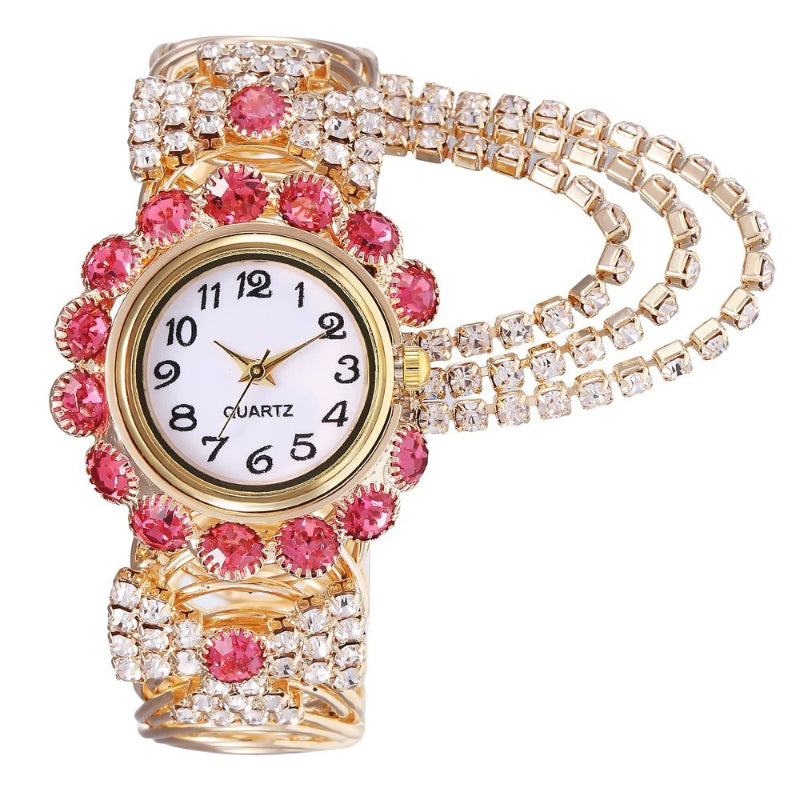 Brilliant Colorful Rhinestone Tassel Bejeweled Bracelets Quartz Watches