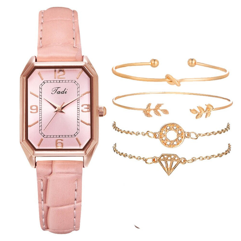 Minimalist Classic Rectangle Case with Vegan Leather Strap Quartz Watches