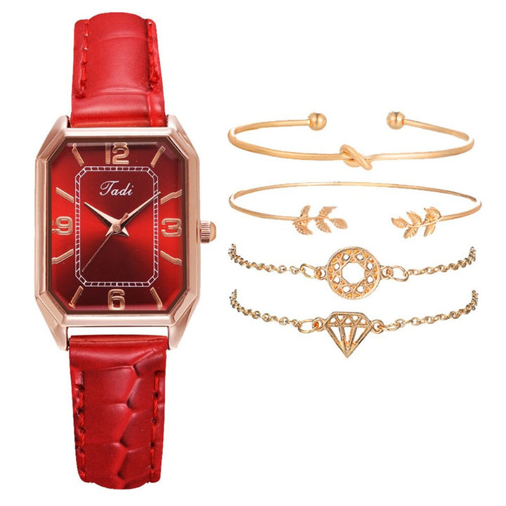 Minimalist Classic Rectangle Case with Vegan Leather Strap Quartz Watches