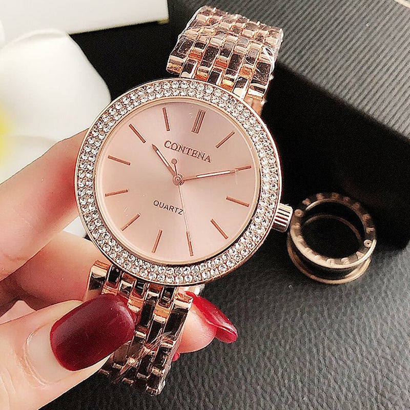 Upscale Rhinestone Embellished Women's Quartz Watches