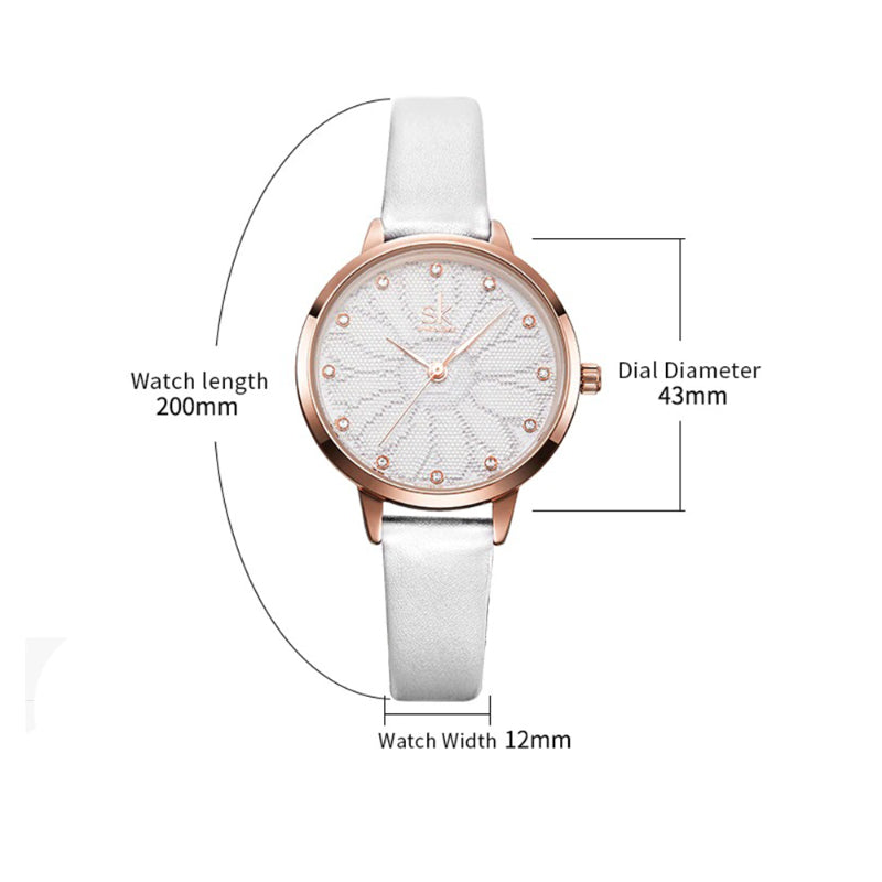 Chic Rhinestone Flower Dial with Vegan Leather Strap Quartz Watches
