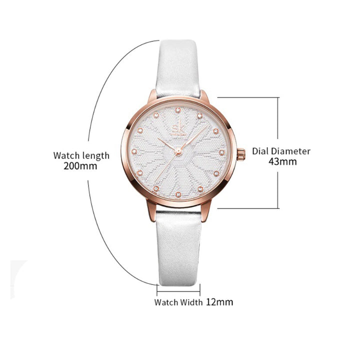Chic Rhinestone Flower Dial with Vegan Leather Strap Quartz Watches