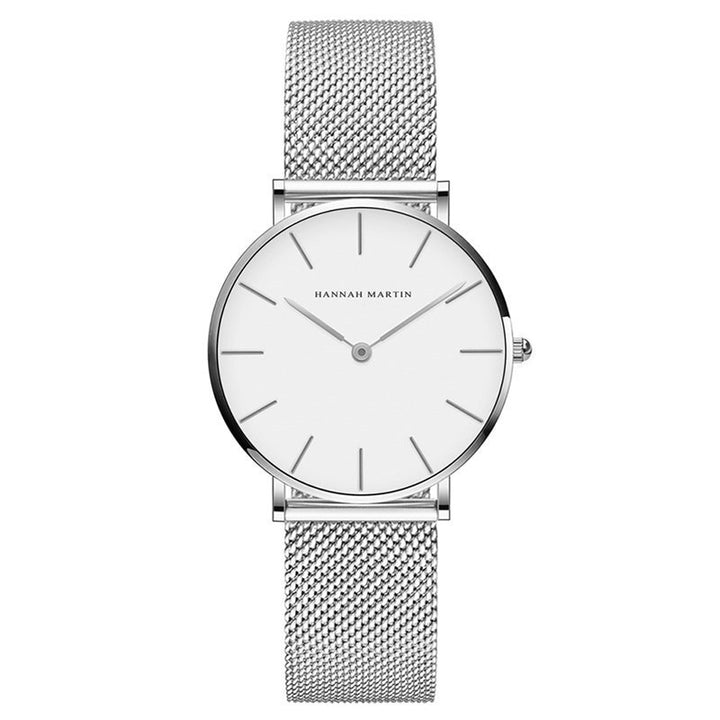 Minimalist Numberless Dial Stainless Steel Mesh Band Quartz Watches