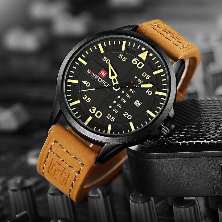 Sports & Military Watch - The Compressed™ Men's Luxury Brand Leather Strap Military Watch