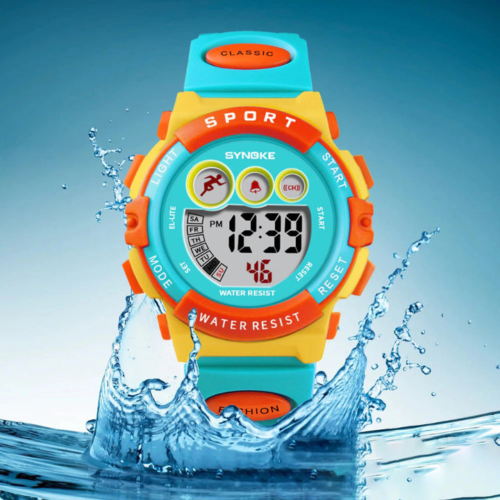 Colorful Waterproof Digital LED Display Chronograph Watches for Kids