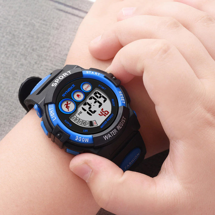 Colorful Waterproof Digital LED Display Chronograph Watches for Kids