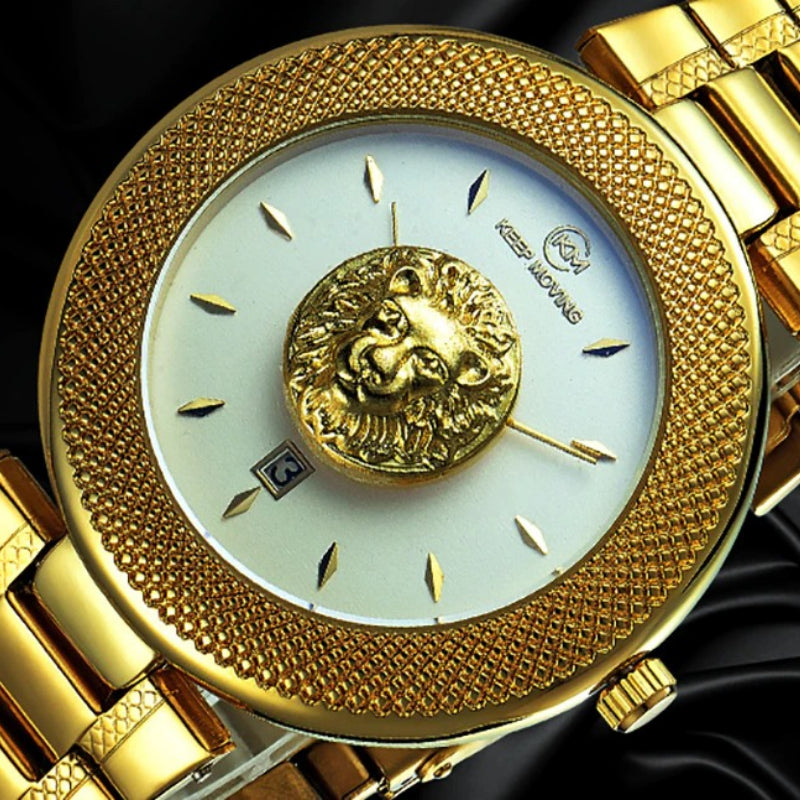 Fierce Lion Head Fashion Dial Waterproof Quartz Watches
