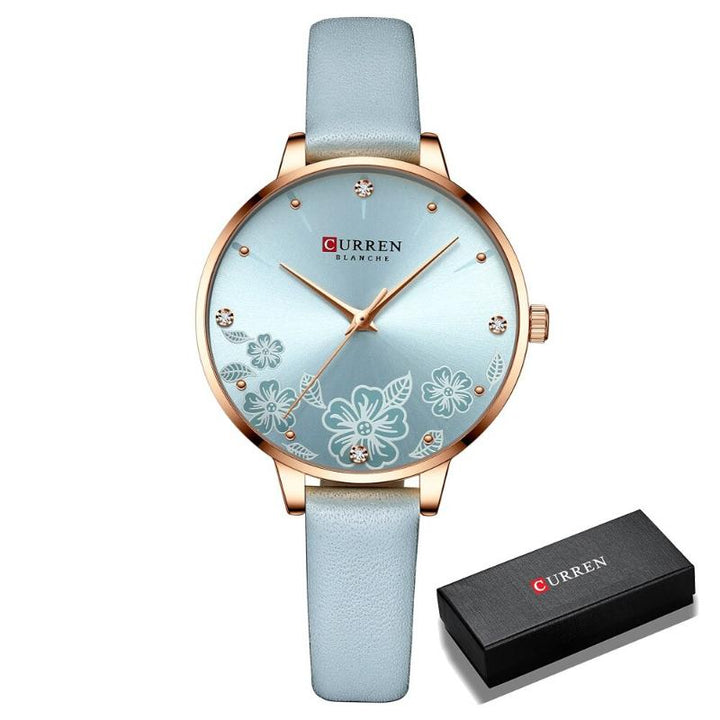 UPDATE PRODUCT TYPE - Charismatic Flower Dial With Vegan Leather Strap Quartz Watch