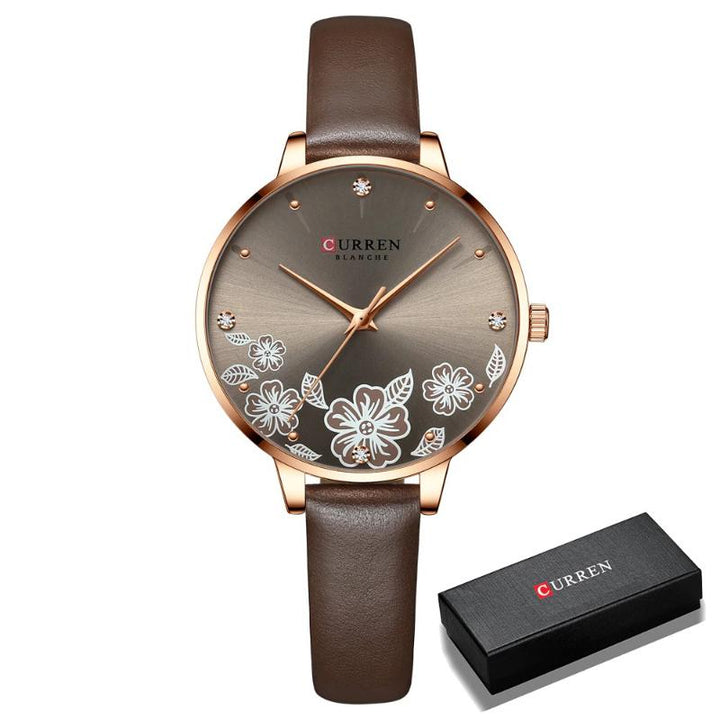 UPDATE PRODUCT TYPE - Charismatic Flower Dial With Vegan Leather Strap Quartz Watch
