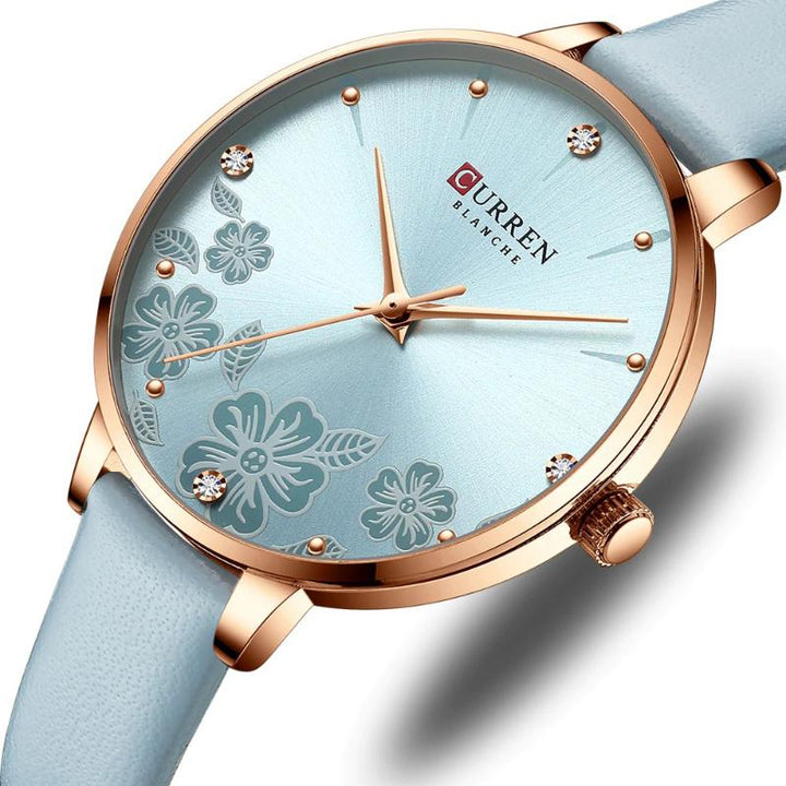 UPDATE PRODUCT TYPE - Charismatic Flower Dial With Vegan Leather Strap Quartz Watch