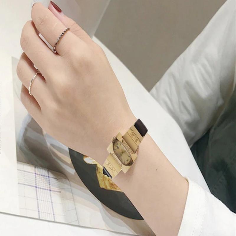 UPDATE PRODUCT TYPE - Unique Style Rectangular Case Vegan Leather Strap Quartz Watches