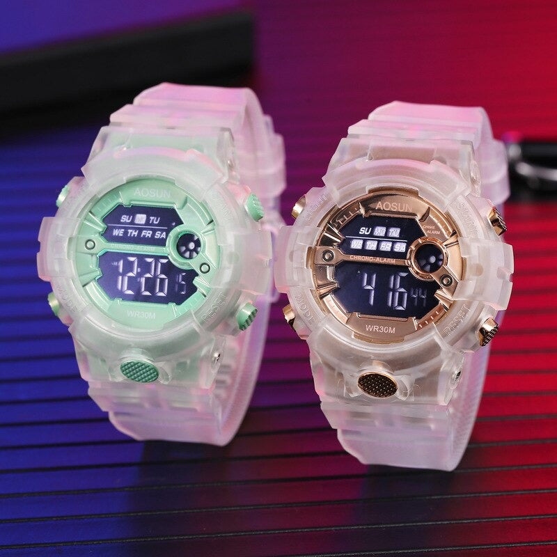 Children's Transparent Waterproof Digital Sports Watches