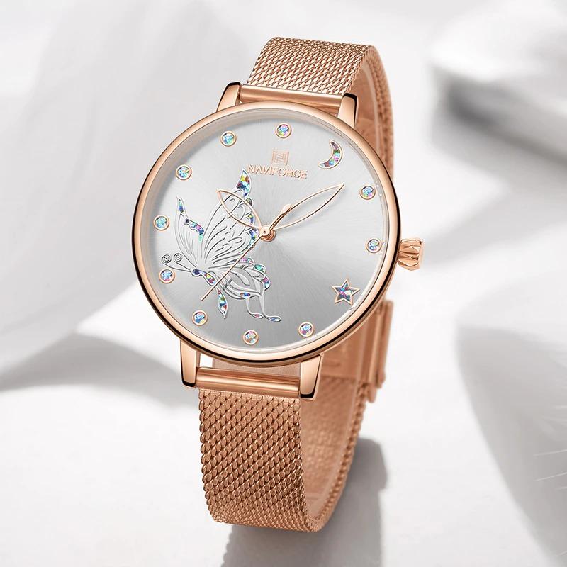 Colorful Sequins Embellish Flying Butterfly Dial Quartz Watches