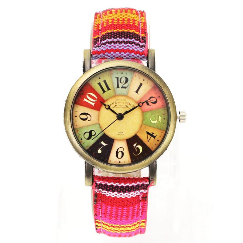 Watch - Colorful Retro Pattern Denim Canvas Band Quartz Watch