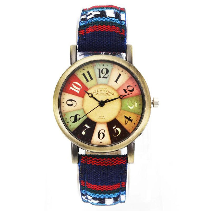 Watch - Colorful Retro Pattern Denim Canvas Band Quartz Watch