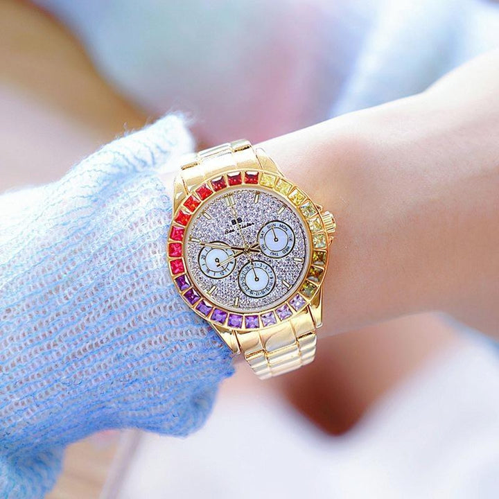 Watch - Colorful Rhinestone Adorned Quartz Watch