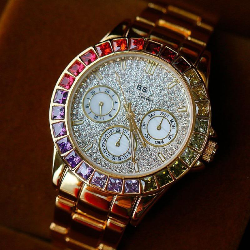 Watch - Colorful Rhinestone Adorned Quartz Watch