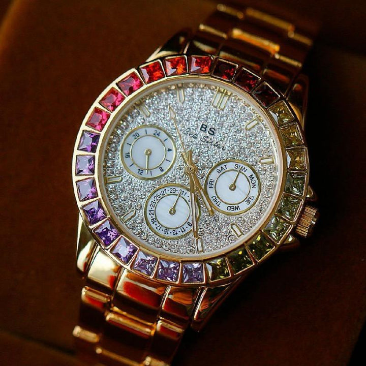 Watch - Colorful Rhinestone Adorned Quartz Watch