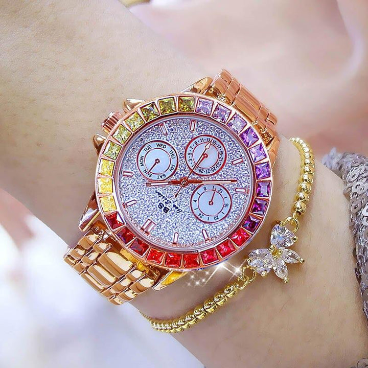 Watch - Colorful Rhinestone Adorned Quartz Watch