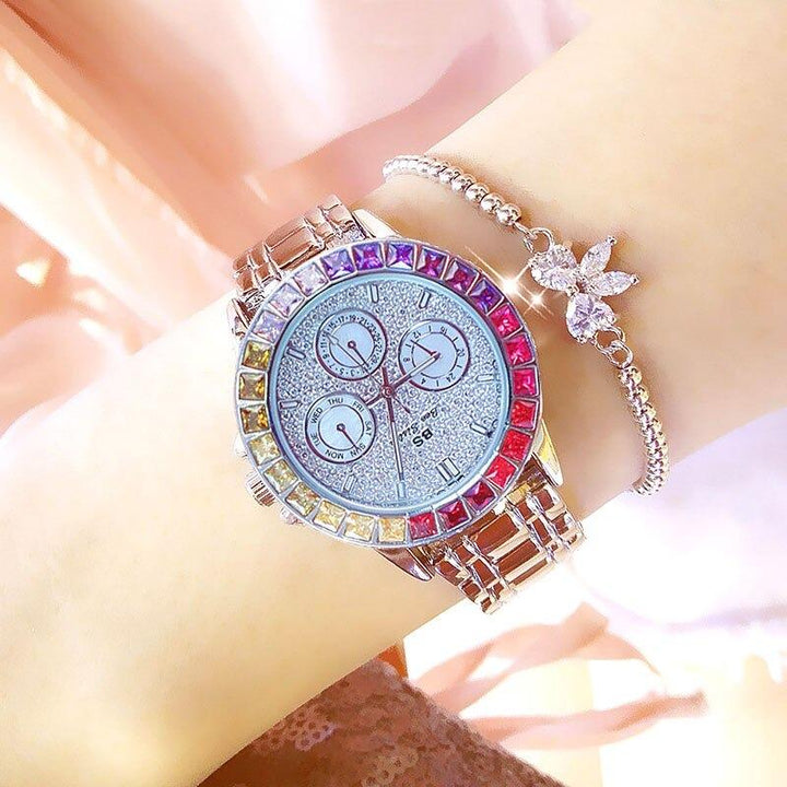 Watch - Colorful Rhinestone Adorned Quartz Watch