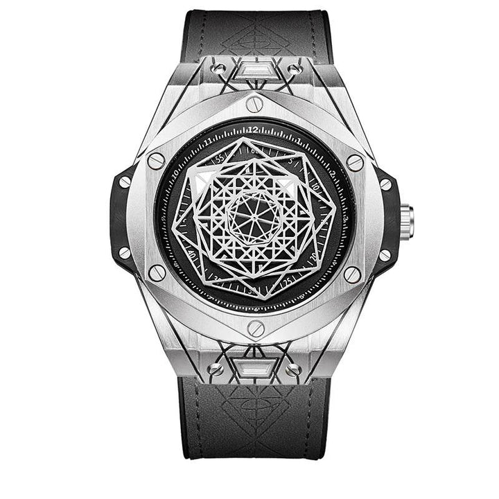 Watch - Decorative Geometric Figure Dial Leather Strap Quartz Watch