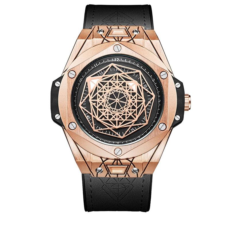 Watch - Decorative Geometric Figure Dial Leather Strap Quartz Watch