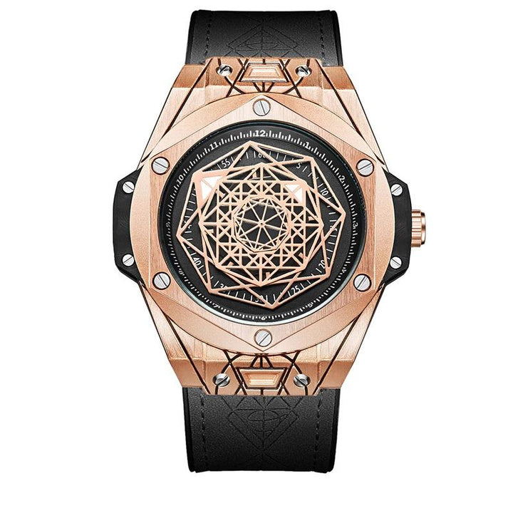 Watch - Decorative Geometric Figure Dial Leather Strap Quartz Watch