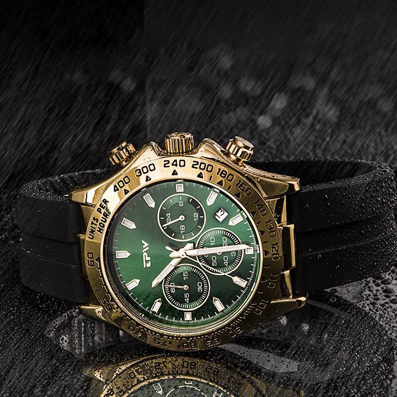 Watch - High-End Chronograph Quartz Watch With Silicone Band