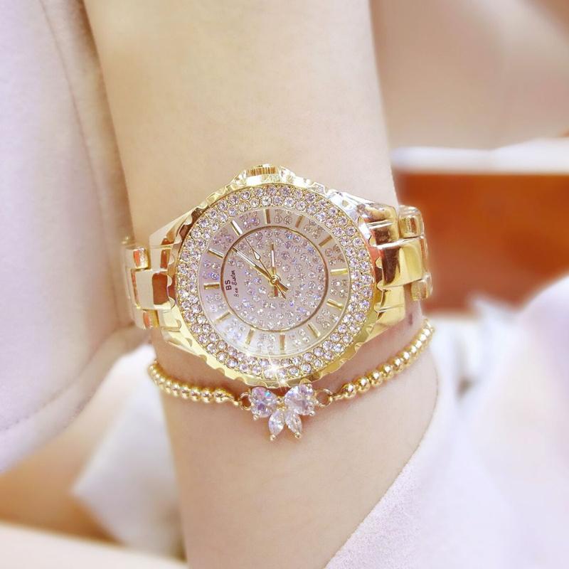 Luxury Bejeweled Wrist Watch With Bow Charm Bracelet