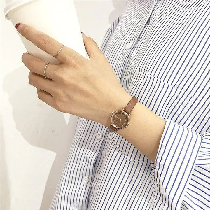 Women’s Small Minimalist Wrist Watch With PU Leather Straps