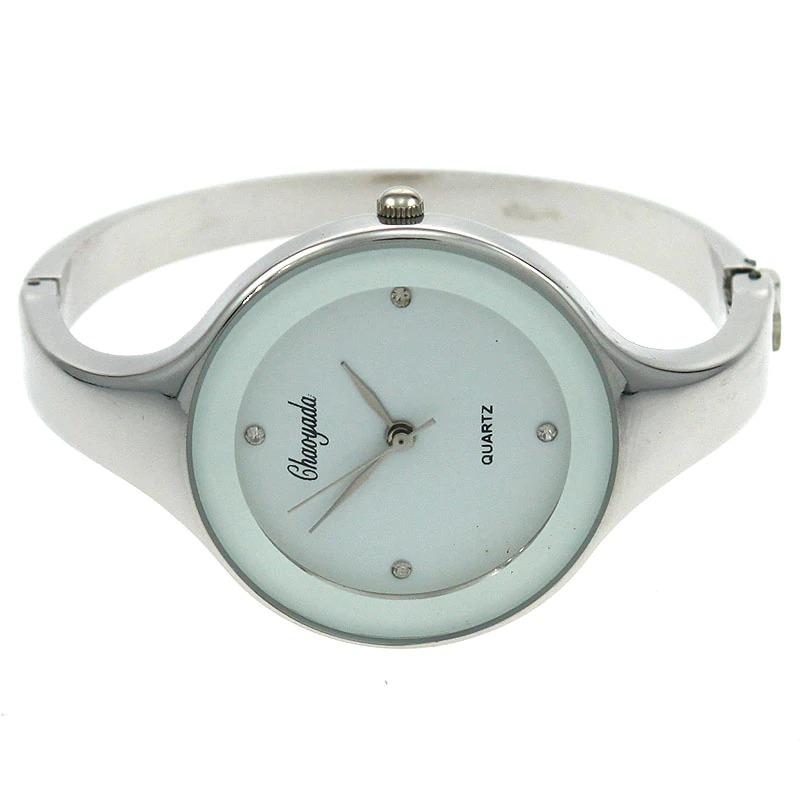 Watch - Stainless Steel Rhinestone Dial Bangle Watch