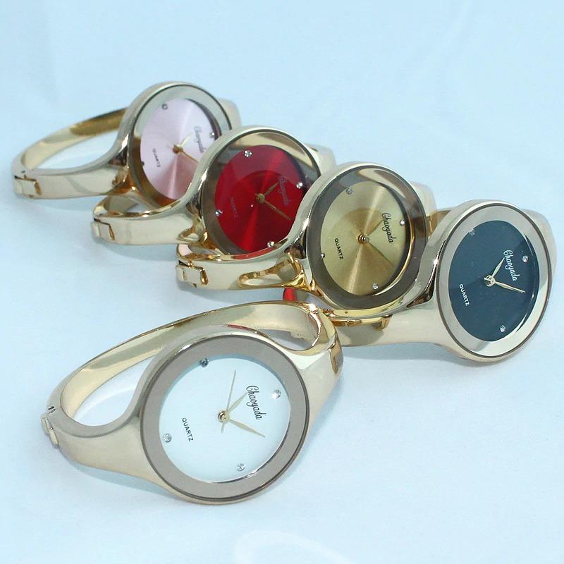 Watch - Stainless Steel Rhinestone Dial Bangle Watch