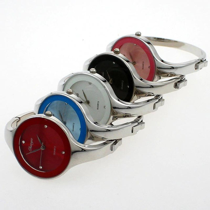 Watch - Stainless Steel Rhinestone Dial Bangle Watch