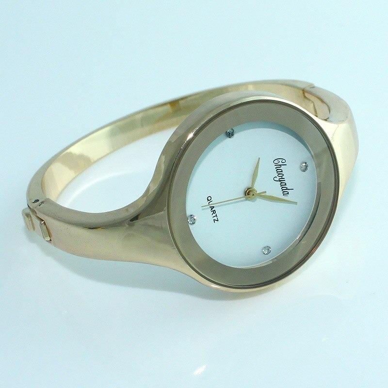 Watch - Stainless Steel Rhinestone Dial Bangle Watch