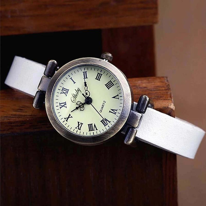 Vintage Glam Roman Numerals Dial with Vegan Leather Strap Quartz Watches