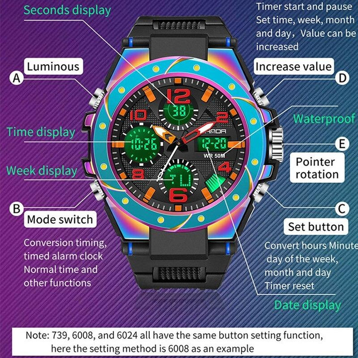 Watches - Cool Sporty Multicolor Electronic Chronograph Digital Watches
