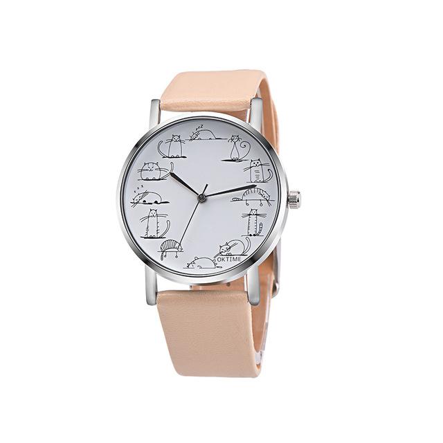 Watches - Retro Leather Cat Design Watch