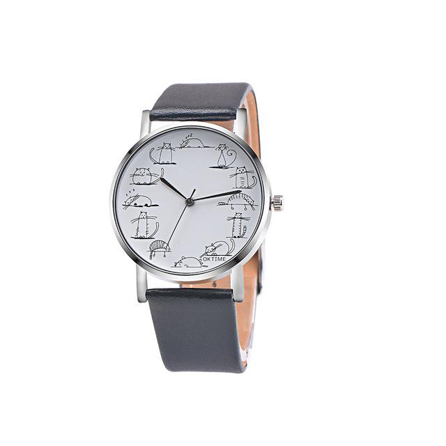 Watches - Retro Leather Cat Design Watch