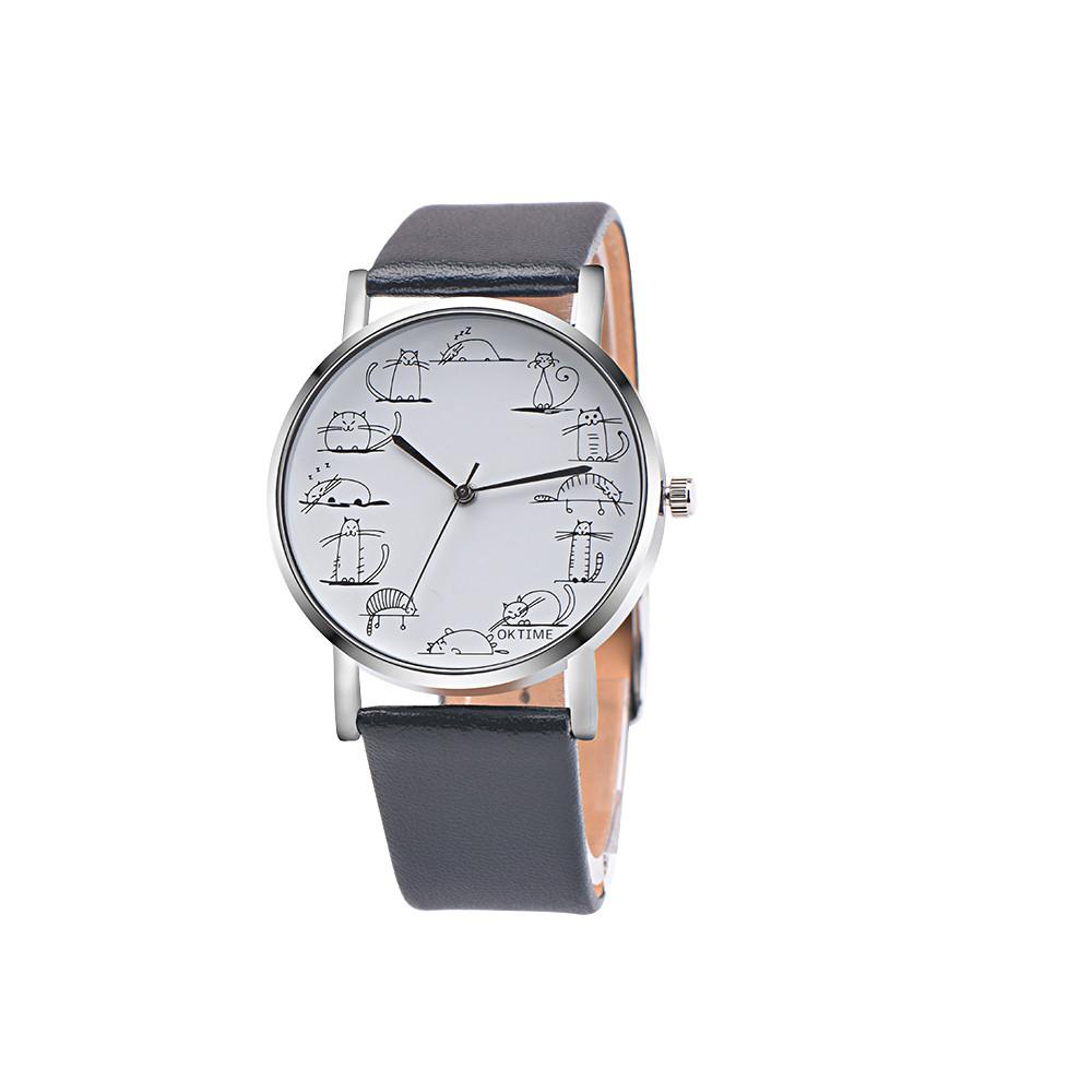 Watches - Retro Leather Cat Design Watch