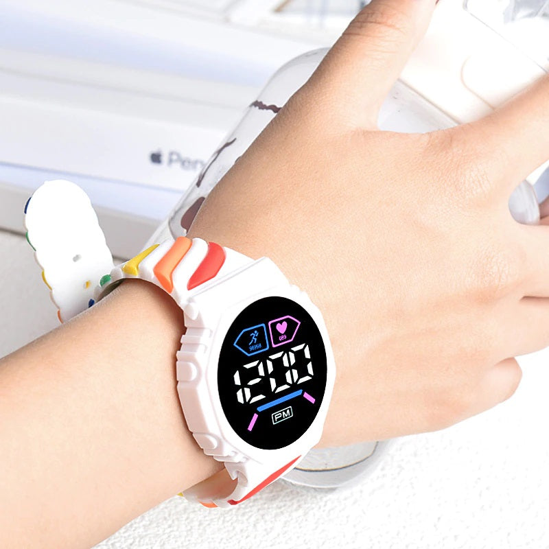 Colorful Rainbow Silicone Strap Children's Digital Watches
