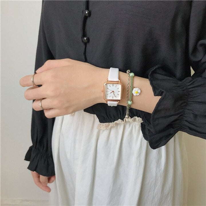 Sophisticated Square Case Numberless Dial with Vegan Leather Strap Quartz Watches